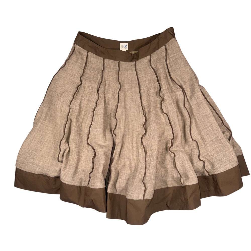 Edme & Esyllte Anthropology Wool A-Line Skirt 6 Women Brown Textured Trim